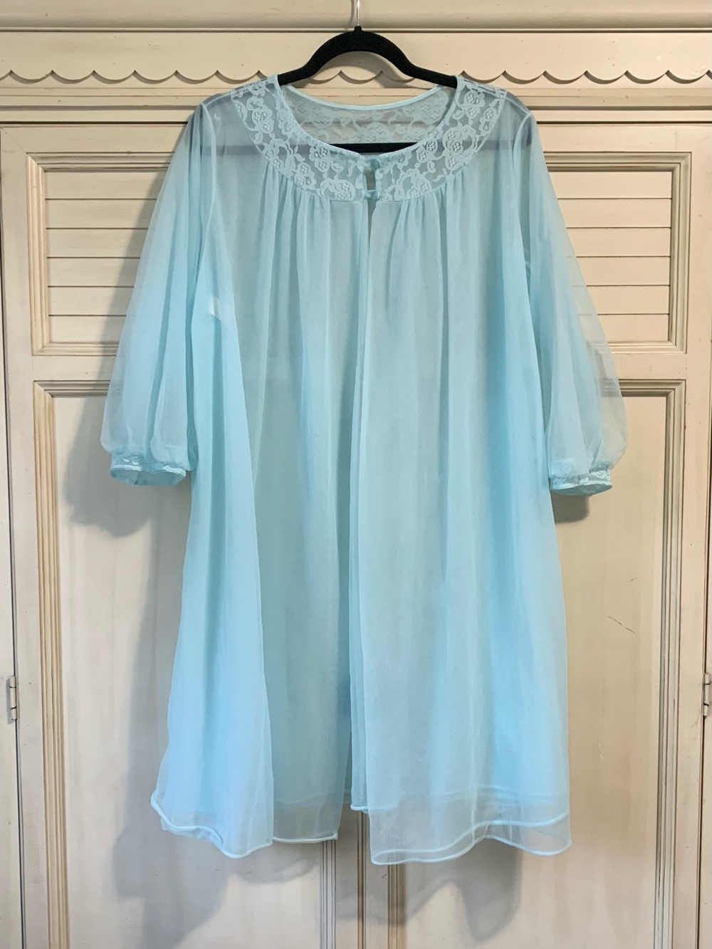 Vintage Gaymode Sheer Baby Blue Peignoir Robe Dressing Gown Large
